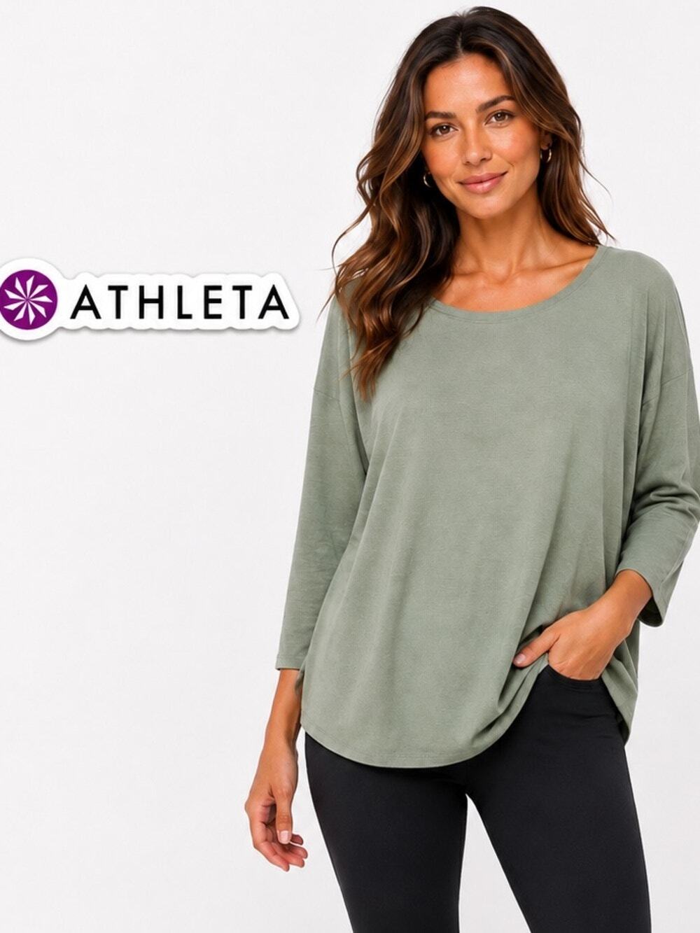 NWT Athleta Ease In Yoga Top Shirt Sage Green M
